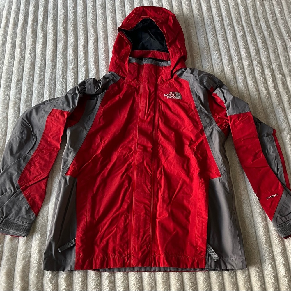 The North Face Vibrant Red and Charcoal Jacket